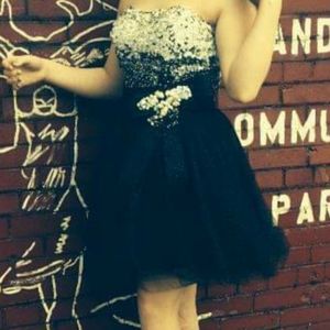 Knee length strapless dress